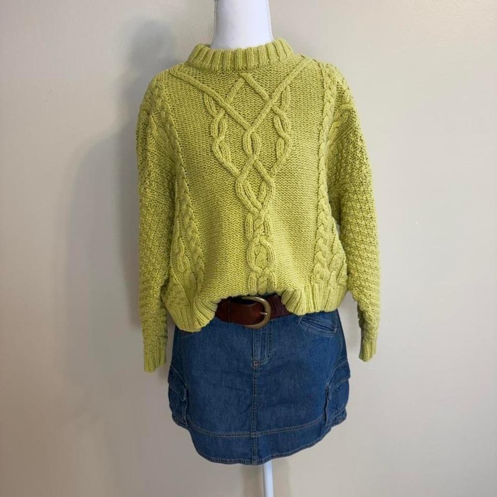 Aerie Women's Green Chunky Cable-Knit Pullover Sweater Sz S